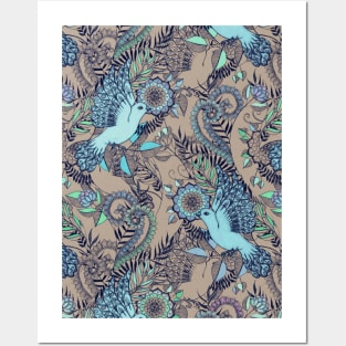 Flight of Fancy – aqua, mint, taupe Posters and Art